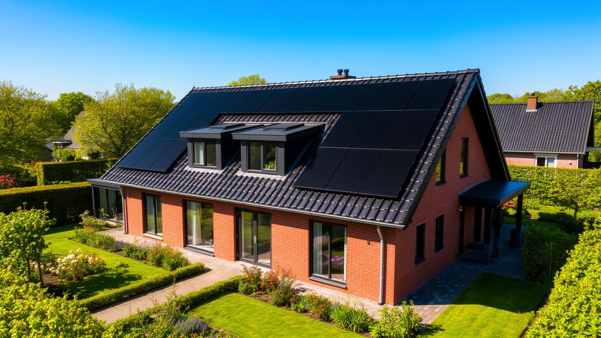 Qsilence PVT-panelen op het dak van een moderne Nederlandse woning